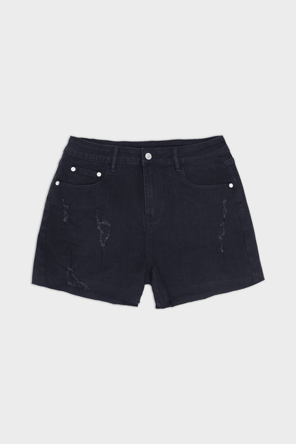 JJ Malibu Men's Rockstar Raw Cut 2.5" Denim Short Shorts - Black