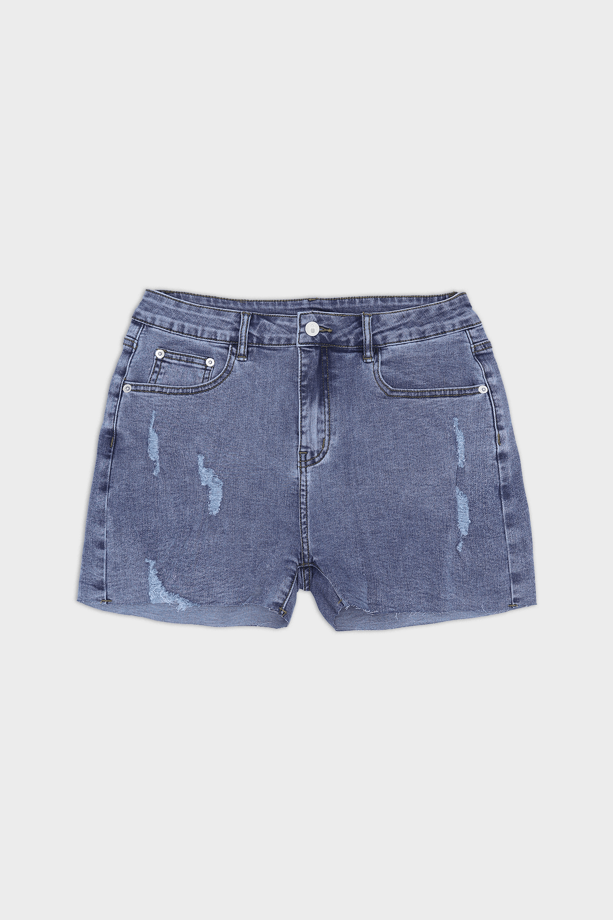 JJ Malibu Men's Rockstar Raw Cut 2.5" Denim Short Shorts - Washed Blue