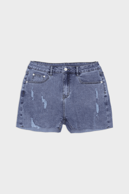 JJ Malibu Men's Rockstar Raw Cut 2.5" Denim Short Shorts - Washed Blue