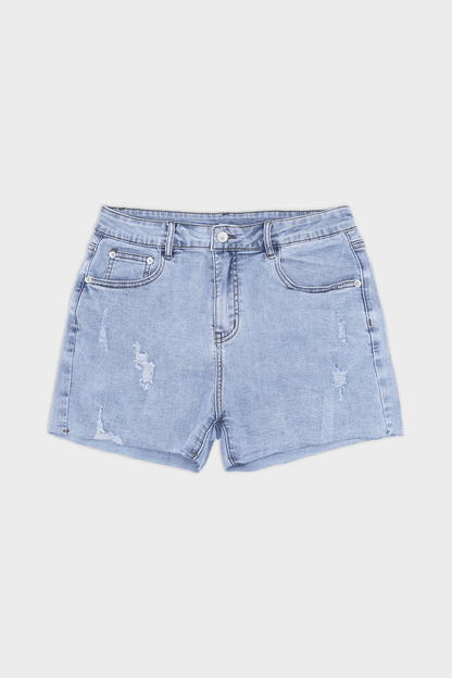 JJ Malibu Men's Rockstar Raw Cut 2.5" Denim Short Shorts - Capri Blue
