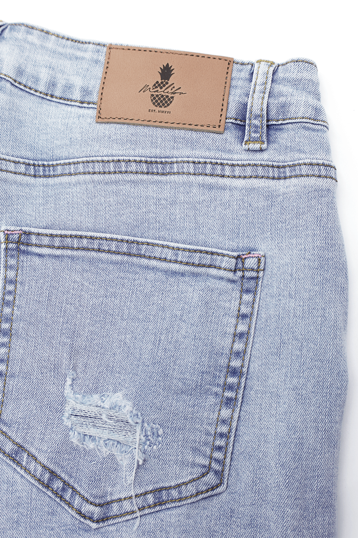 JJ Malibu Men's Rockstar Raw Cut 2.5" Denim Short Shorts - Capri Blue