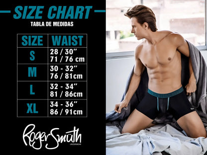 Black roger smith briefs with teal elastic waistband and side trim in burgundy color for comfortable wear