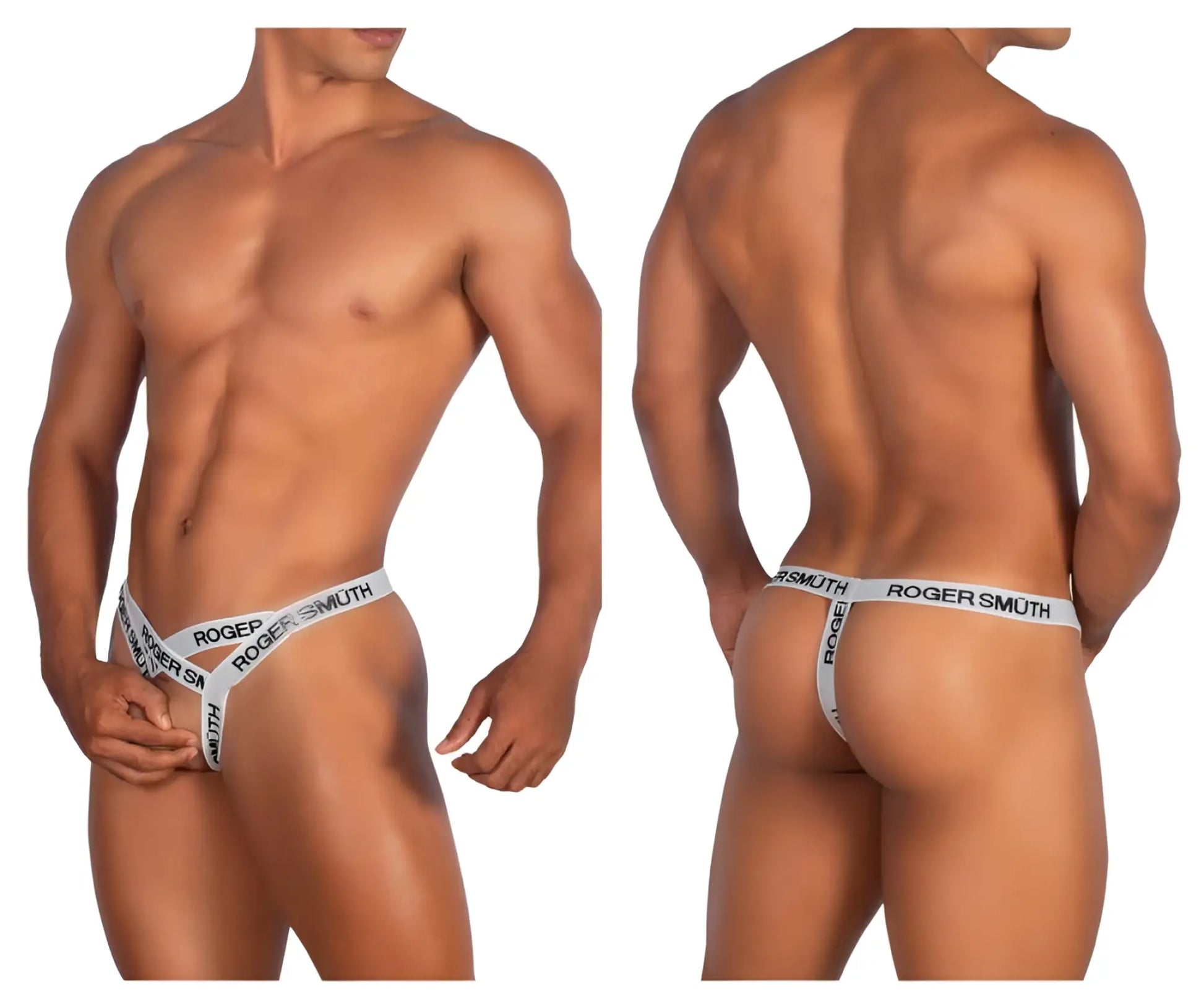 White roger smith thong rs067 with black lettering designed for comfortable everyday wear
