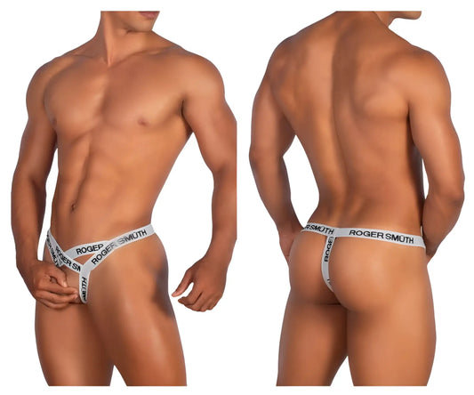 White roger smith thong rs067 with black lettering designed for comfortable everyday wear