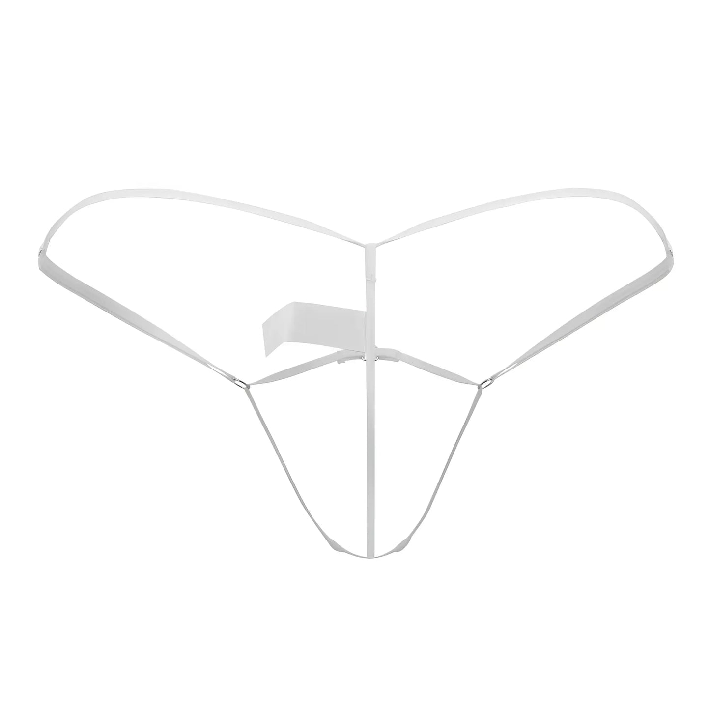 White transparent mesh thong with central vertical strap and open side straps by roger smuth rs068 thongs color white