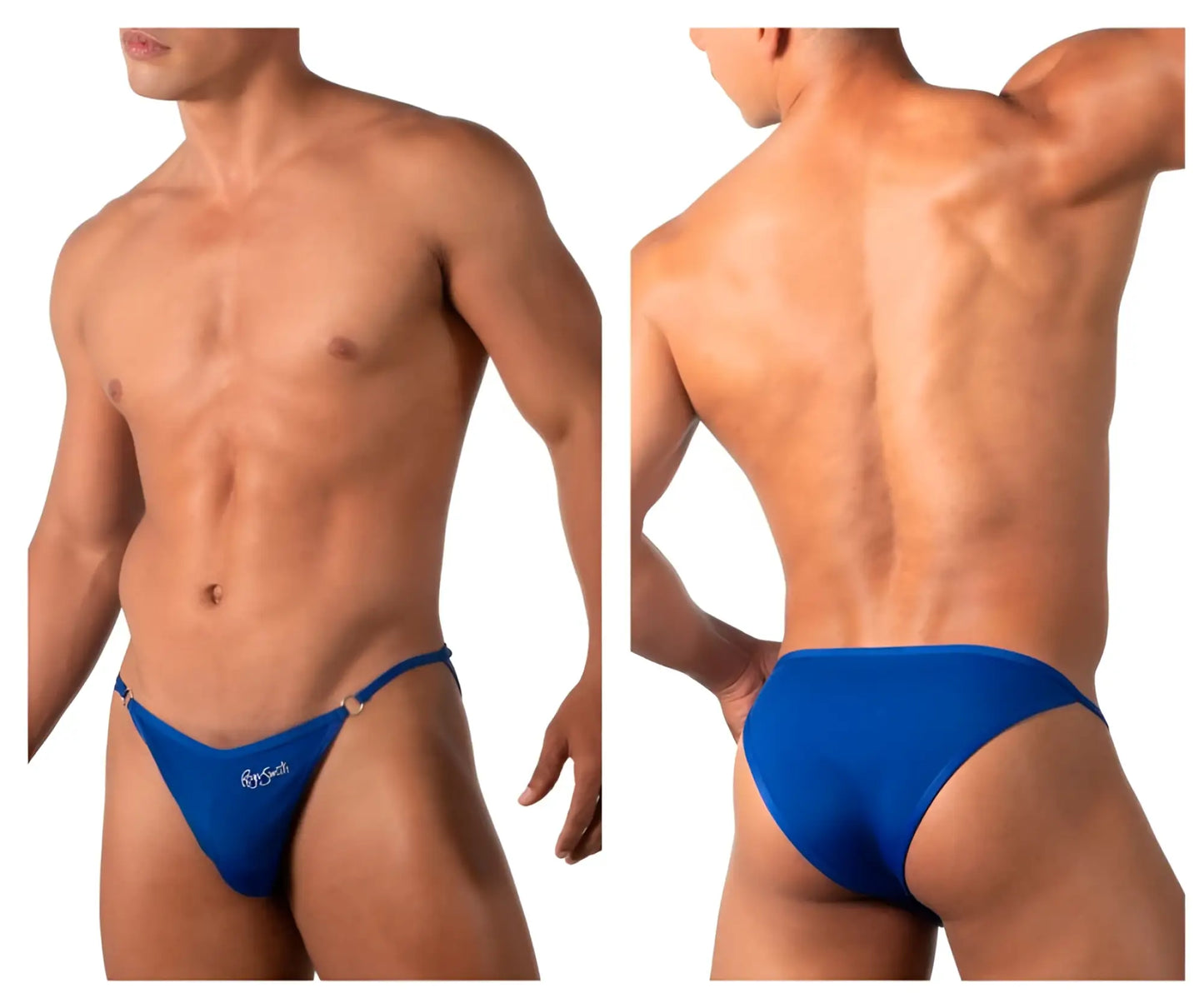 Blue men’s swim trunks Roger Smuth RS084 bikini color royal blue with sleek form-fitting design and small front logo
