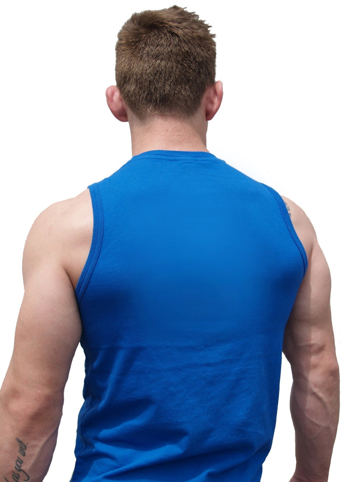 Ajaxx63 Royal Blue Sleeveless Athletic Fit Barefront