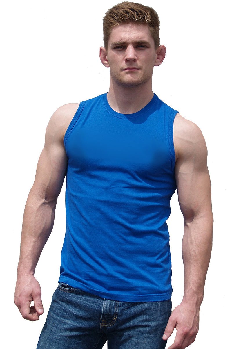 Ajaxx63 Royal Blue Sleeveless Athletic Fit Barefront