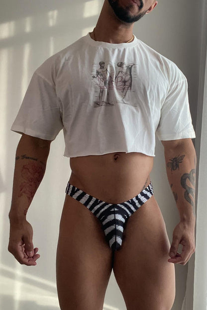 JJ Malibu Men's Men's Slimmer Bulge Briefs - Zebra Print
