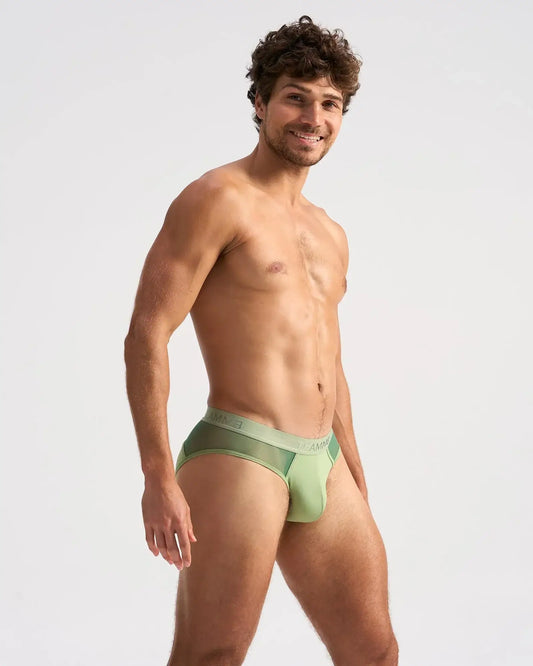 Light green score sheer brief seamless briefs with subtle mesh side panel and elastic waistband for everyday wear