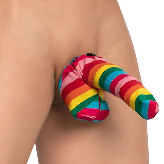 Secret male smc012 accessory rainbow-striped fabric pouch with snug elasticated fit for secure storage