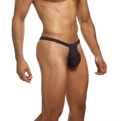 Black thong with red polka dots and flower lace hearts from secret male smk022 for stylish intimate wear