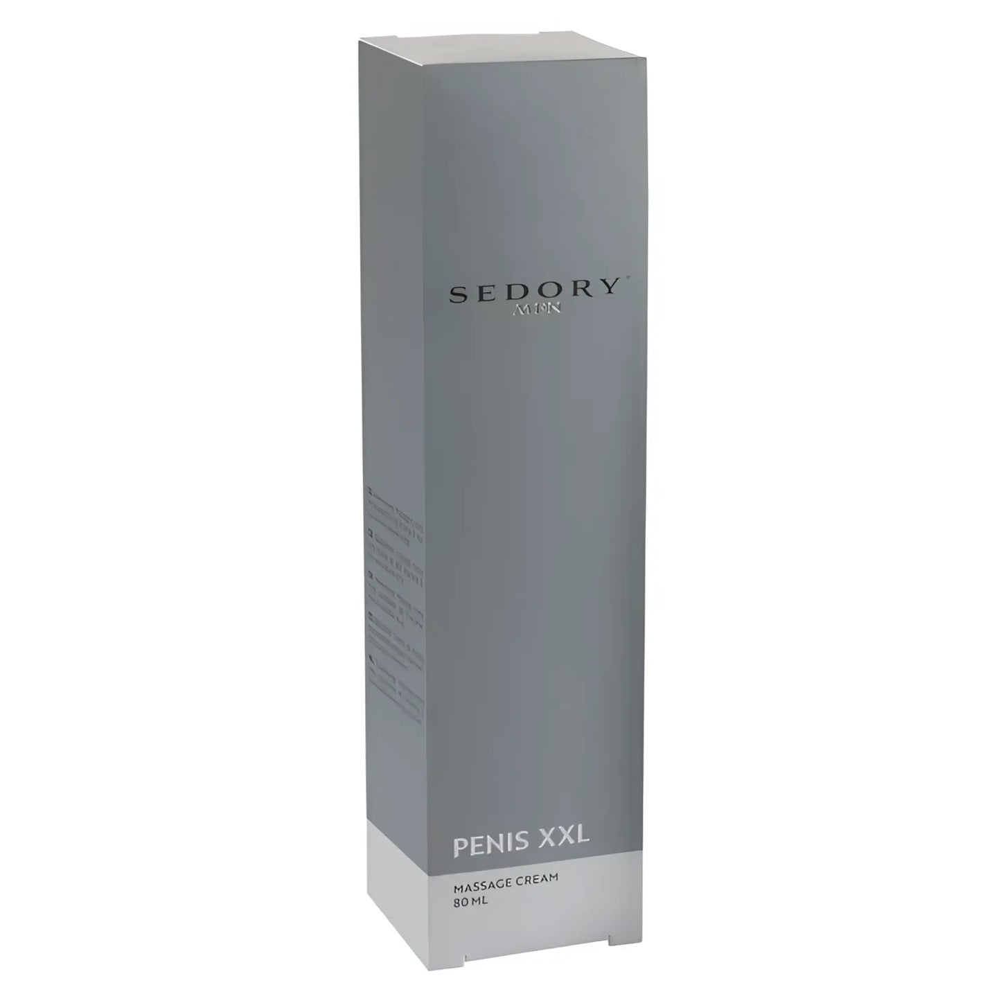 Sedory men’s penis xxl massage cream in a sleek silver 80 ml rectangular box for penis care and enhancement