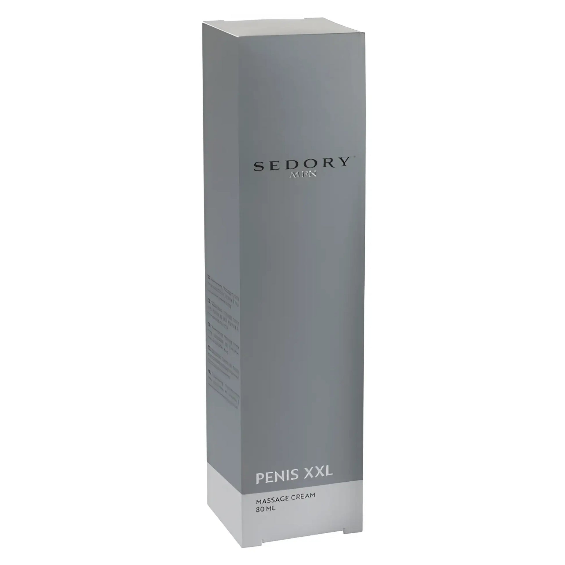 Sedory men’s penis xxl massage cream in a sleek silver 80 ml rectangular box for penis care and enhancement