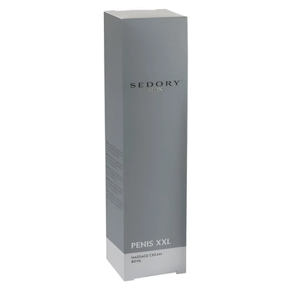 Sedory men’s penis xxl massage cream in a sleek silver 80 ml rectangular box for penis care and enhancement