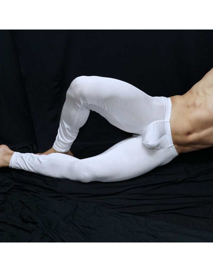 Arroyman Men's Shiny White Gym Bulge Tights Pants RNR019M