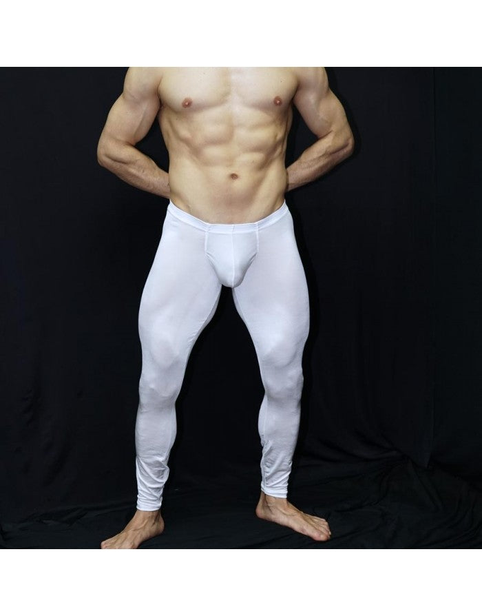Arroyman Men's Shiny White Gym Bulge Tights Pants RNR019M