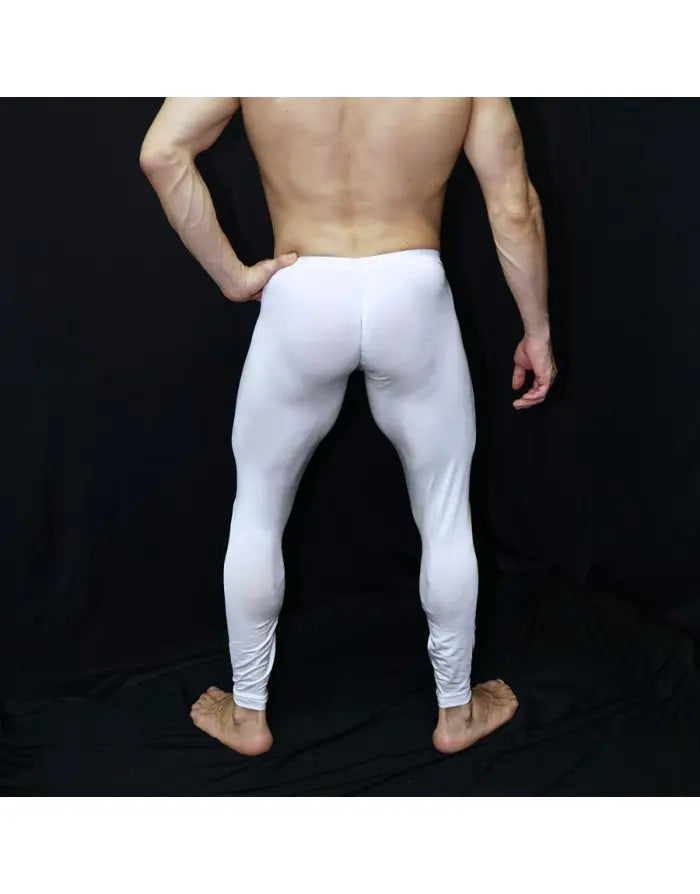 Arroyman Men's Shiny White Gym Bulge Tights Pants RNR019M