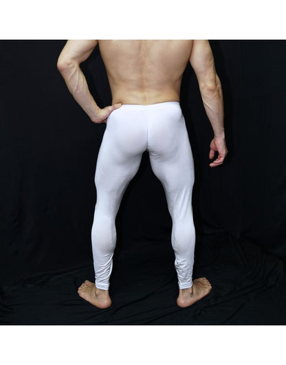 Arroyman Men's Shiny White Gym Bulge Tights Pants RNR019M