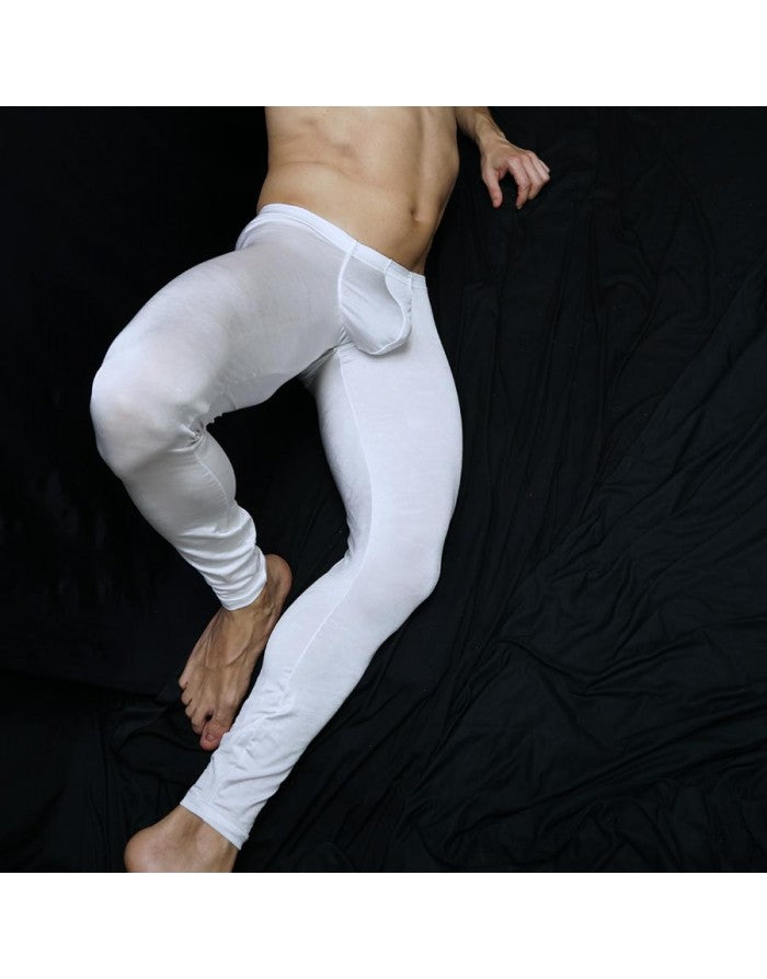 Arroyman Men's Shiny White Gym Bulge Tights Pants RNR019M