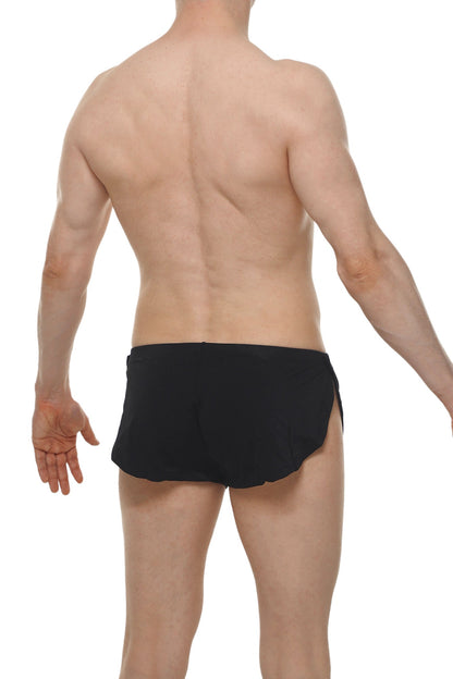 Short snap joe black athletic shorts in black with sleek form-fitting design and side slits for enhanced mobility