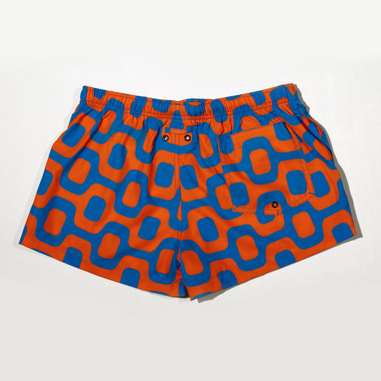 CA-RIO-CA ORANGE & BLUE PAVEMENT SHORTS - Italian Shorts