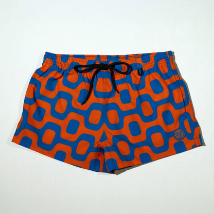 CA-RIO-CA ORANGE & BLUE PAVEMENT SHORTS - Italian Shorts