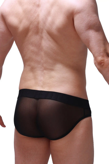 Black sheer mesh briefs slip marsol tropical with solid black elastic waistband for comfortable everyday wear