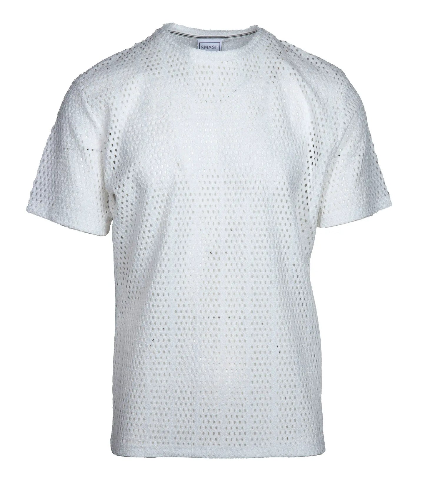 Smash Gossamer Lace Top white perforated cotton t-shirt with round neckline and short sleeves