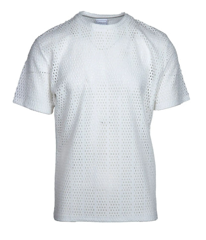 Smash Gossamer Lace Top white perforated cotton t-shirt with round neckline and short sleeves