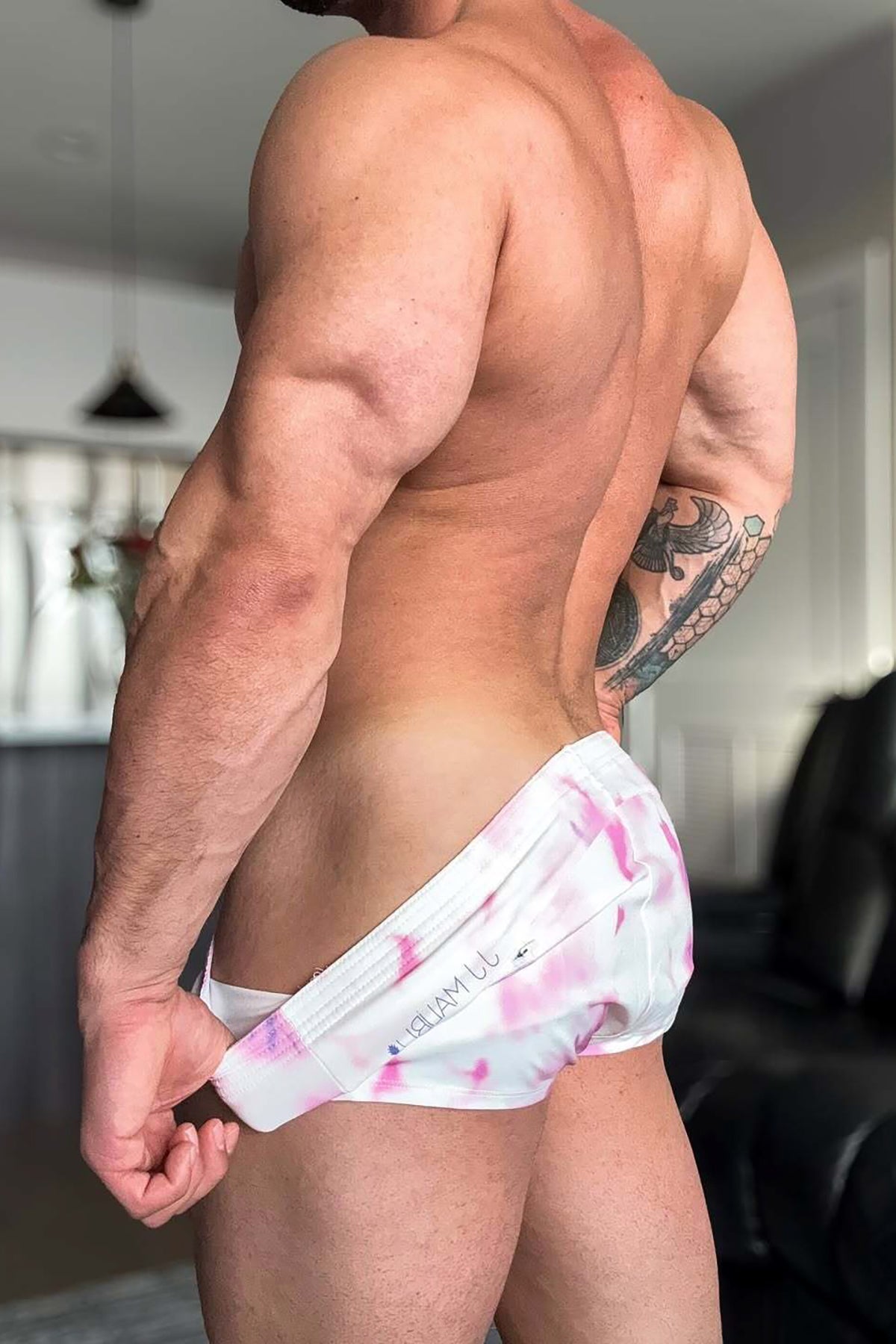 JJ Malibu Men's Stretch-It 2" Short Shorts - Pink Tie-Dye