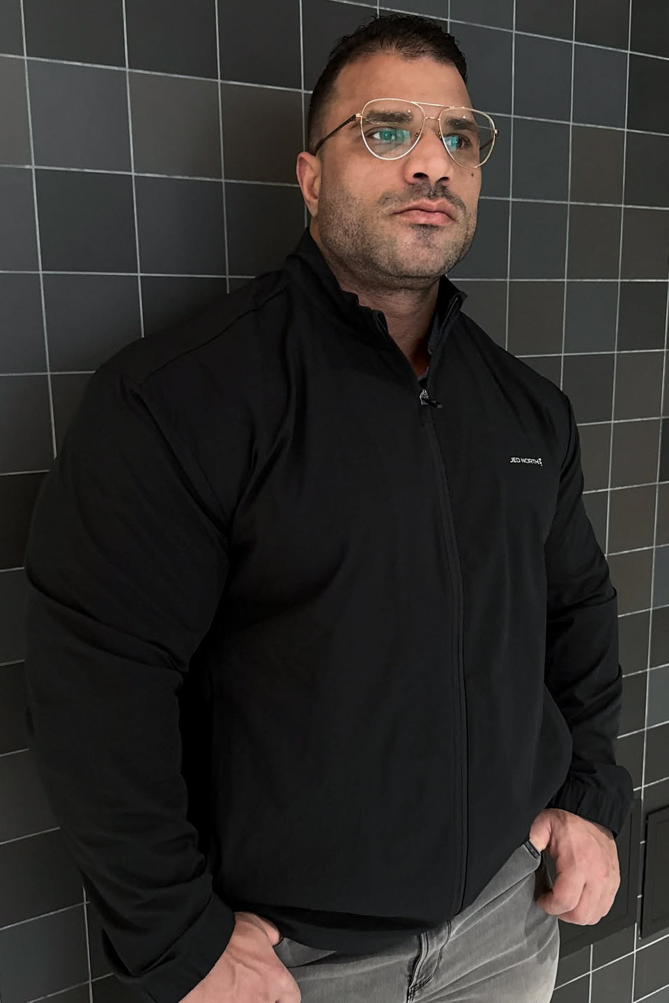 Jed North Men's Premium Athletic Training Jacket - Black