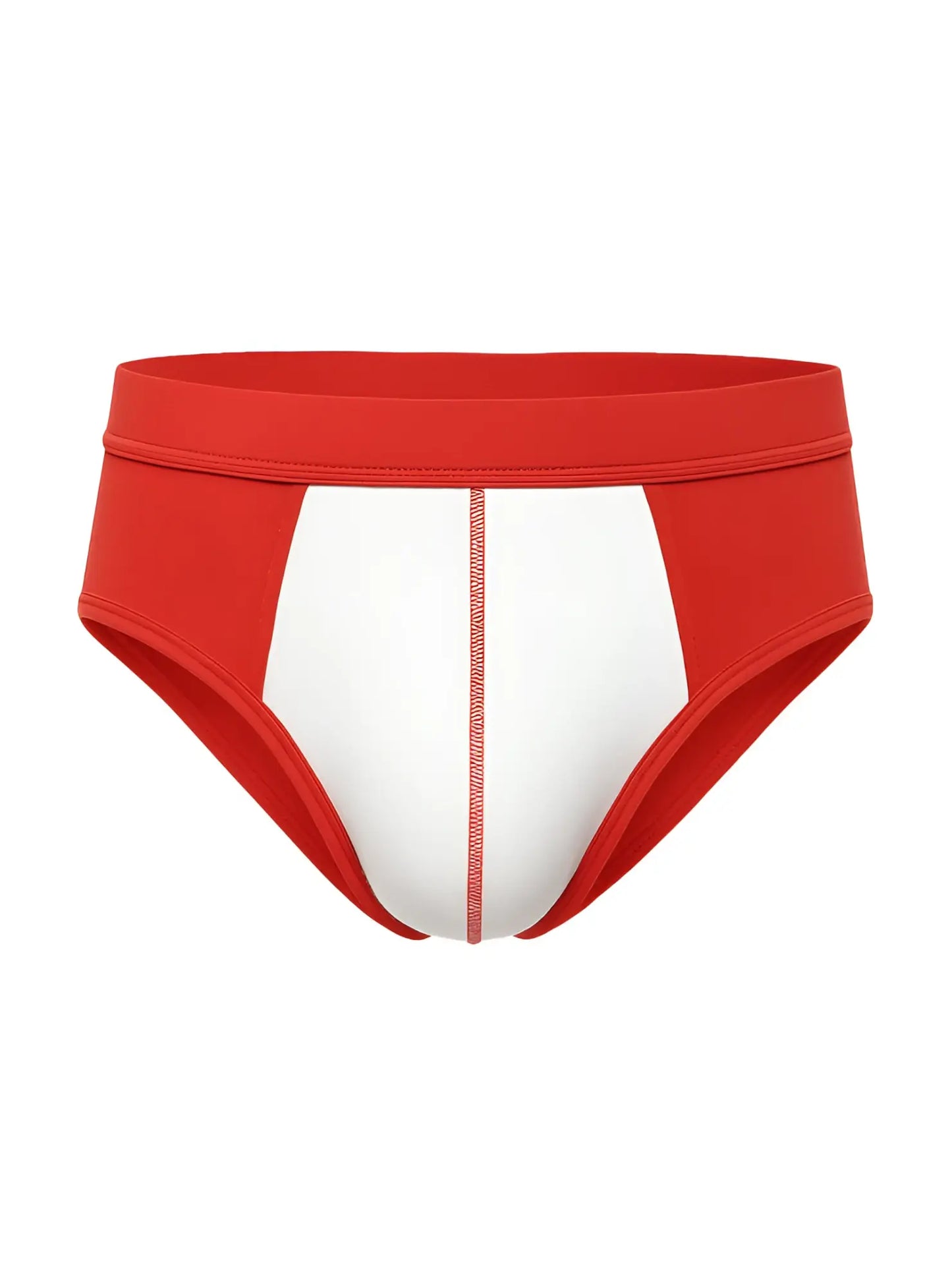 Soft stretch contrast brief in red and white with bold color-block design made from soft stretch fabric