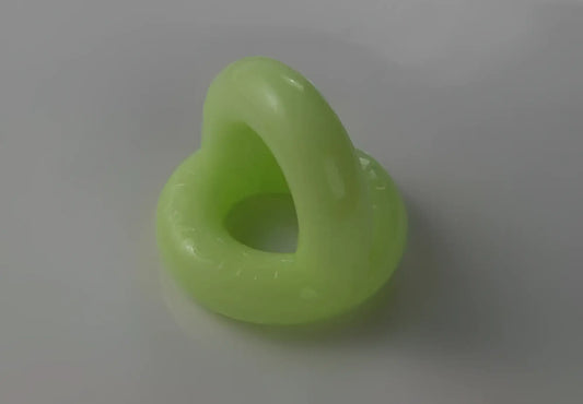 Lime-green silicone sport f-cker tpr c ring with heart-shaped cutout glow one size for active use