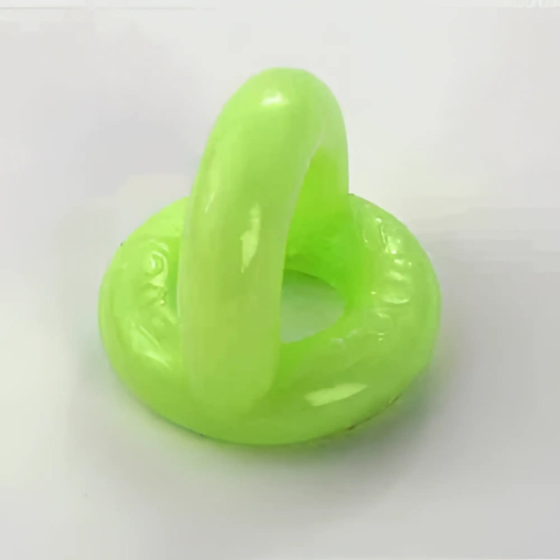 Luminous neon green sport f-cker tpr c ring made of glossy flexible silicone with interlocking loop design size one size