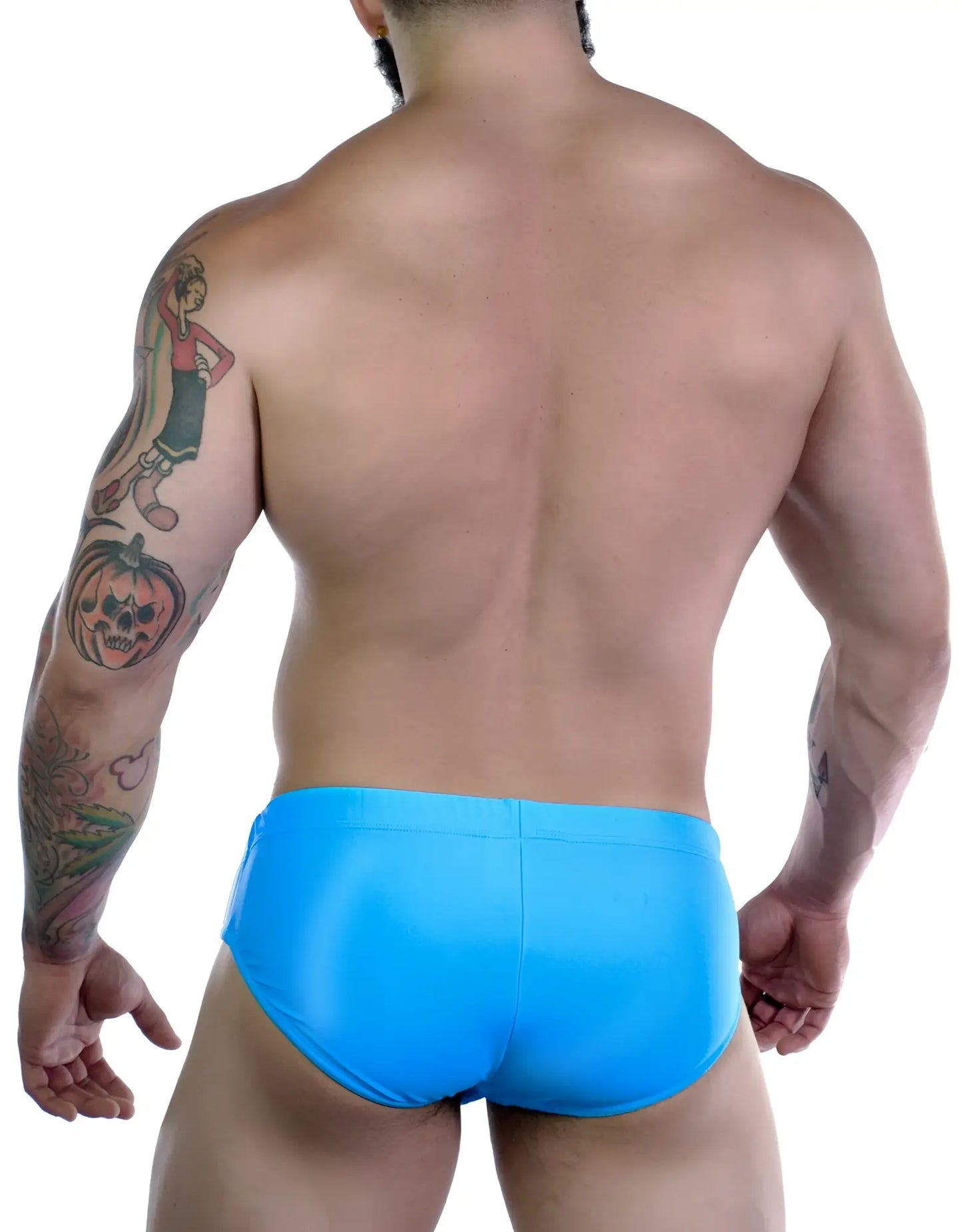 Sportivo bikini teal bright blue shiny swim trunks designed for sporty water activities and beachwear