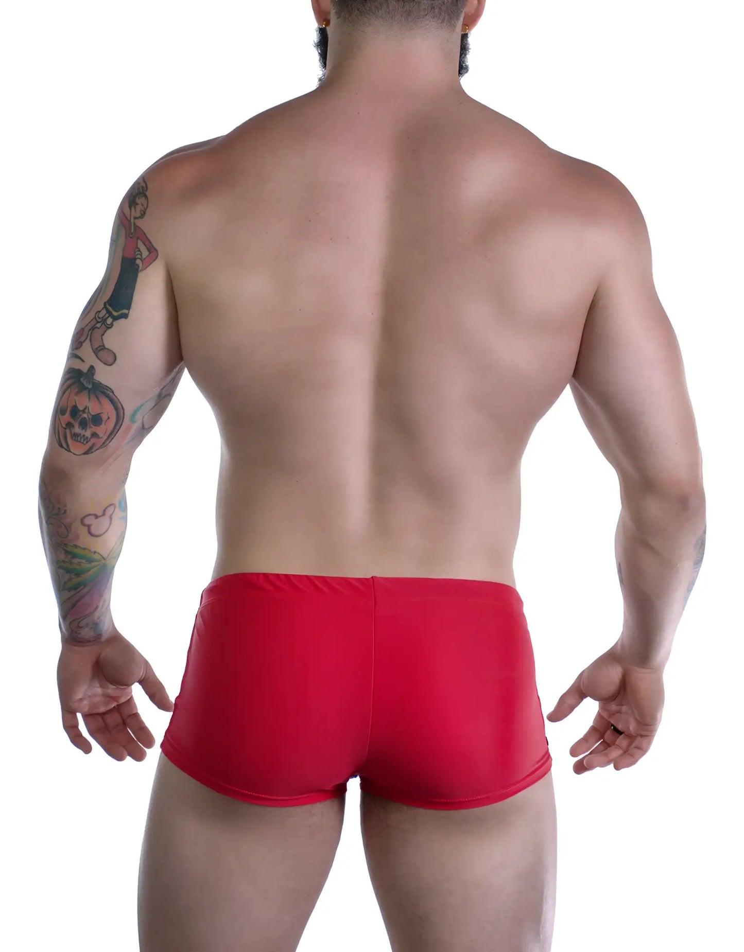 Sportivo square cut red athletic briefs in breathable fabric designed for active sports and comfortable wear