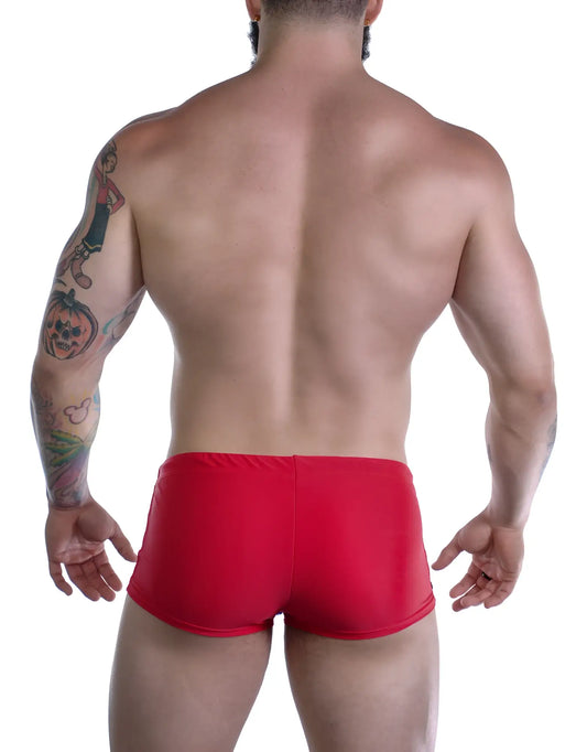Sportivo square cut red athletic briefs in breathable fabric designed for active sports and comfortable wear