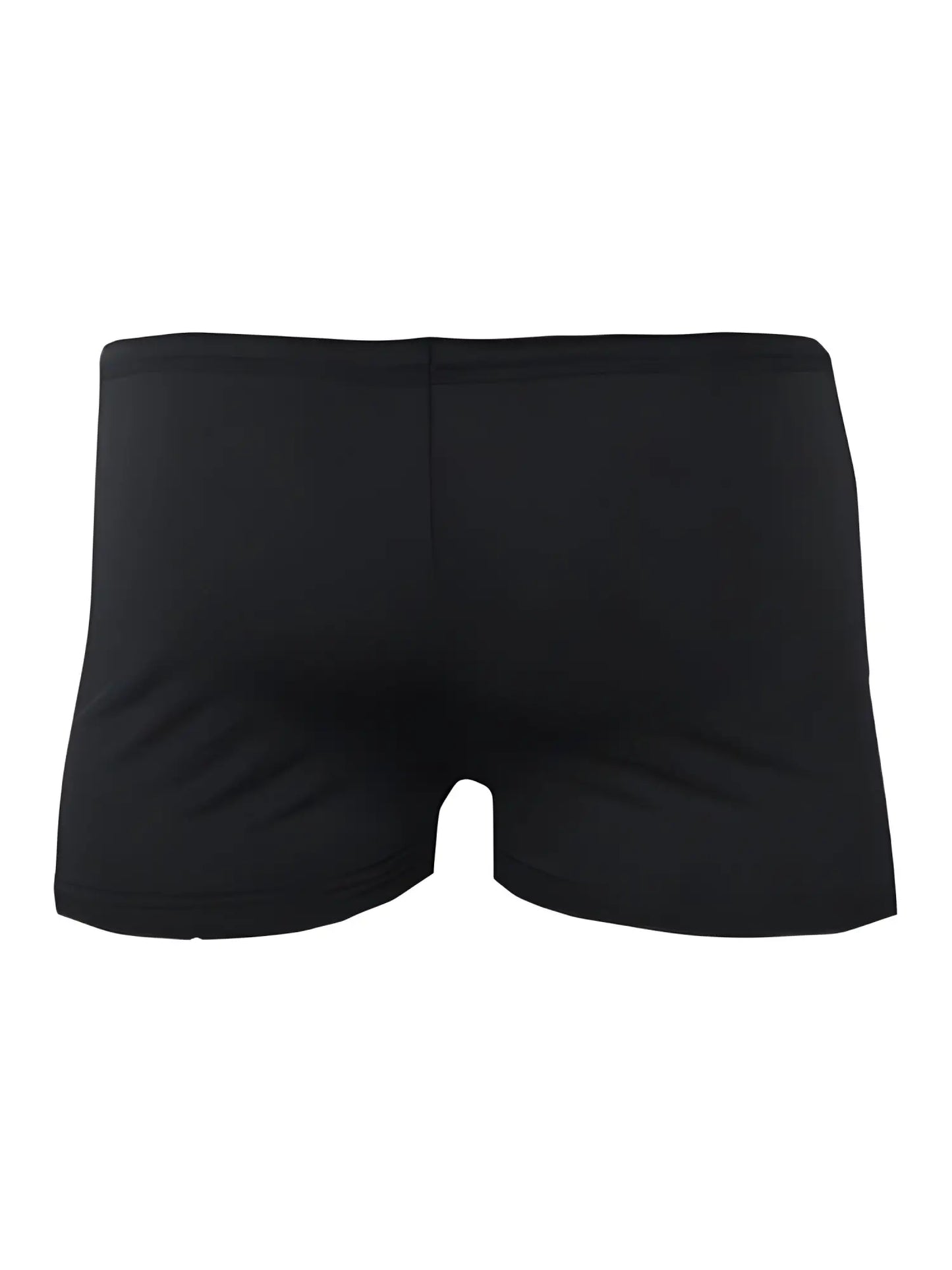 Black square trunk briefs with smooth, form-fitting fabric and a simple, classic design