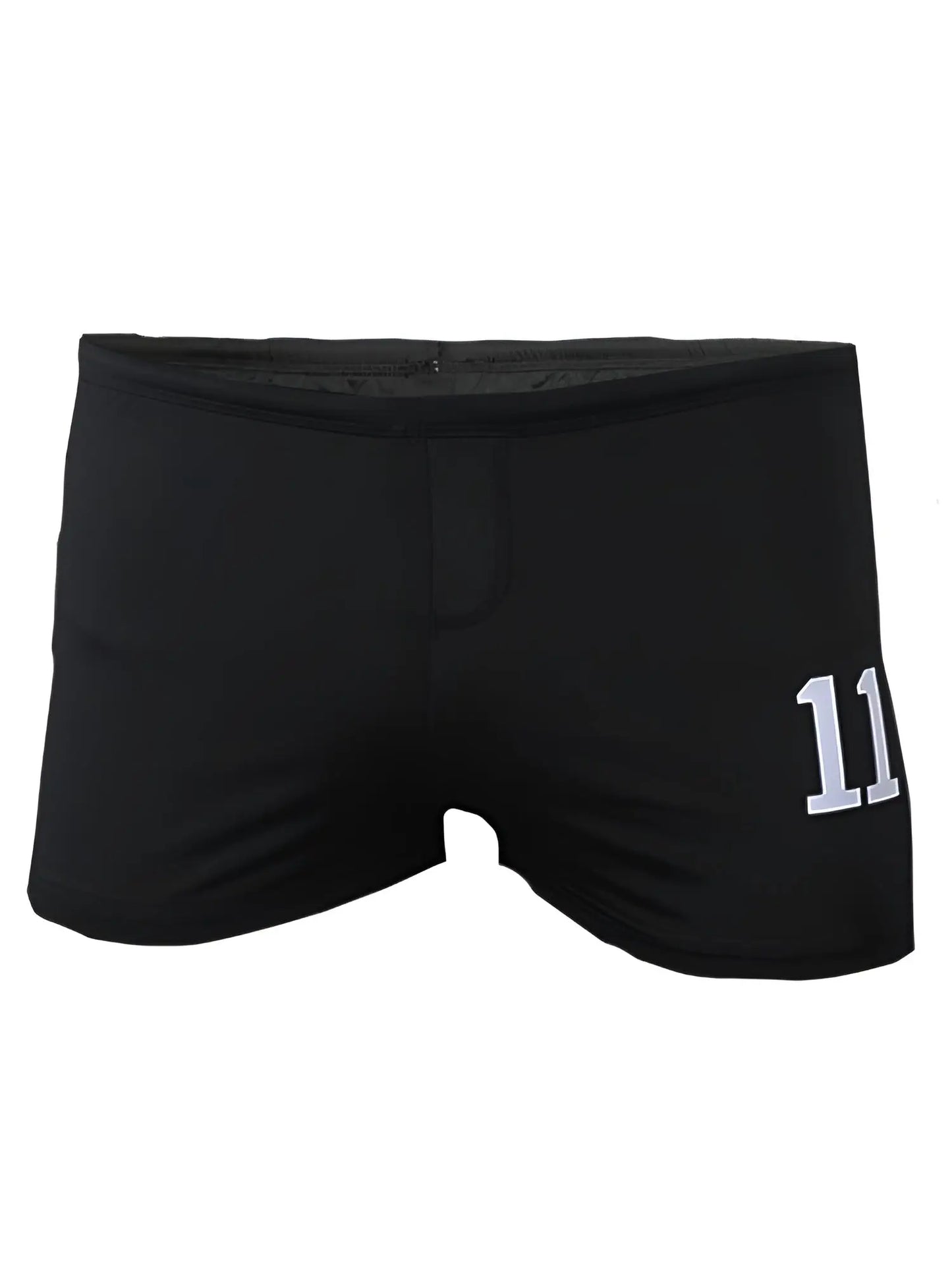 Black swim trunks square trunk with white 11 number on the side made from quick-dry fabric for swimming
