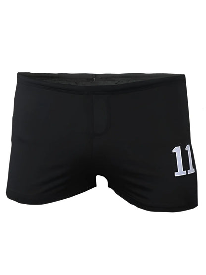 Black swim trunks square trunk with white 11 number on the side made from quick-dry fabric for swimming