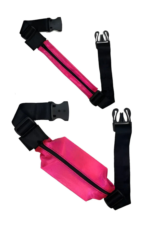 SsbAG runing belt bright pink athletic waist pouch with black zipper and adjustable straps for hands-free running