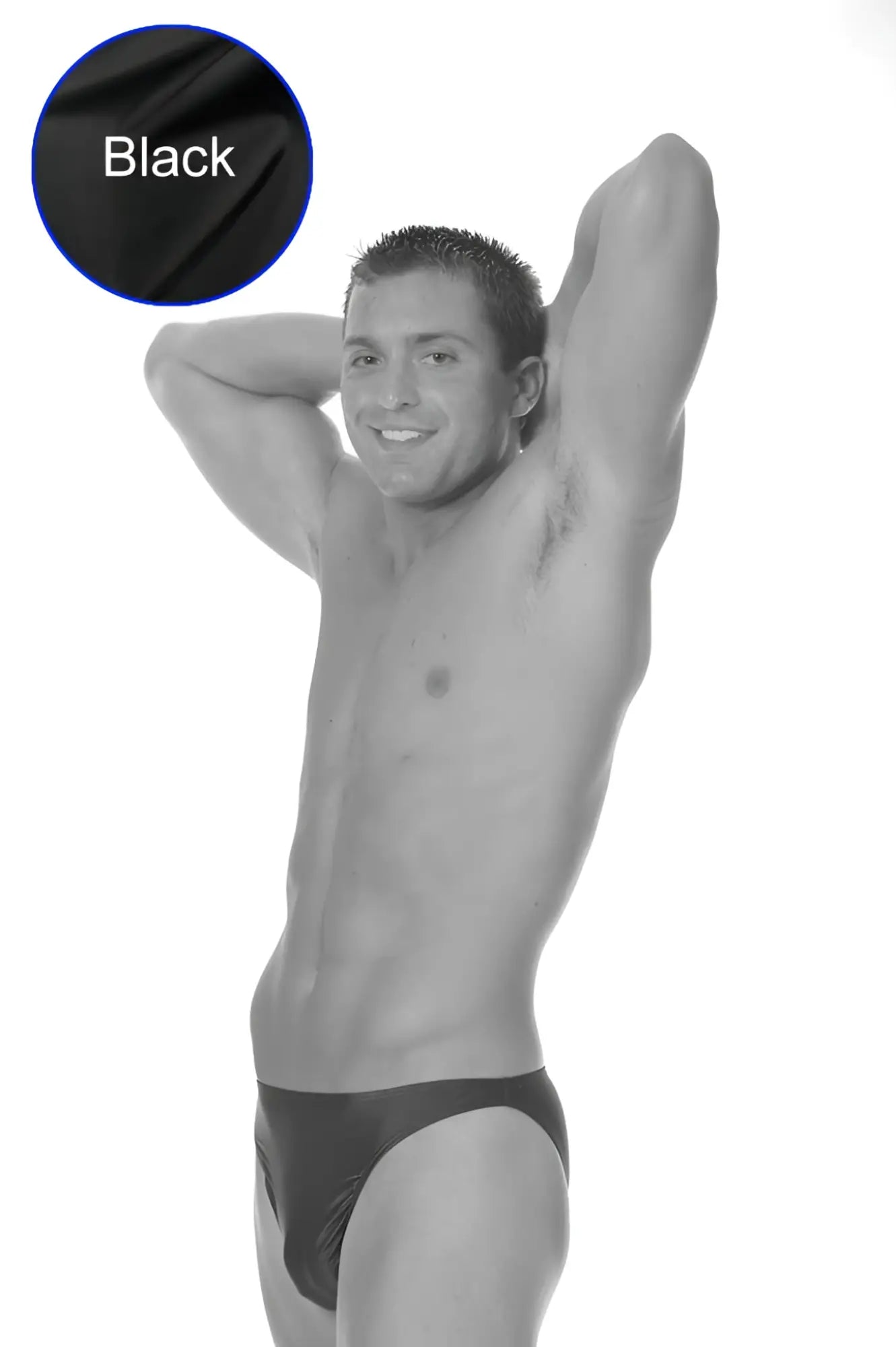 Black starwear lynx bikini swimwear briefs in size s showing the front with a sleek swim fabric finish