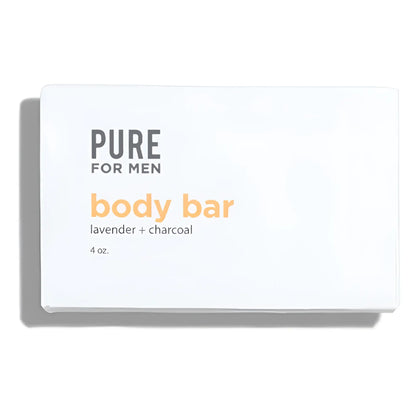 White rectangular box for the stay ready bar pure for men lavender and charcoal body bar 4 oz packaging