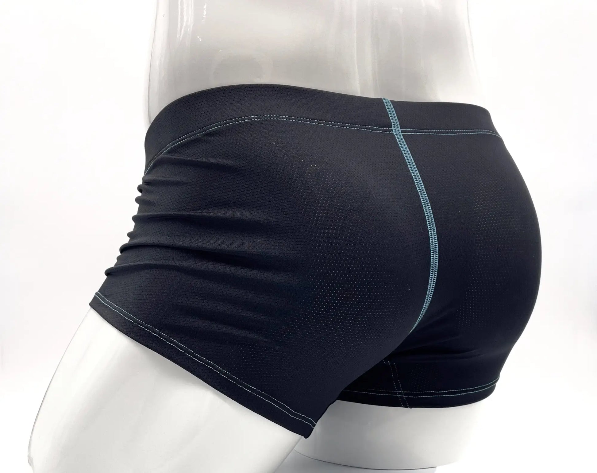 Black stitch big boy pouch boxer brief blue with textured fabric light blue stitching and white waistband trim