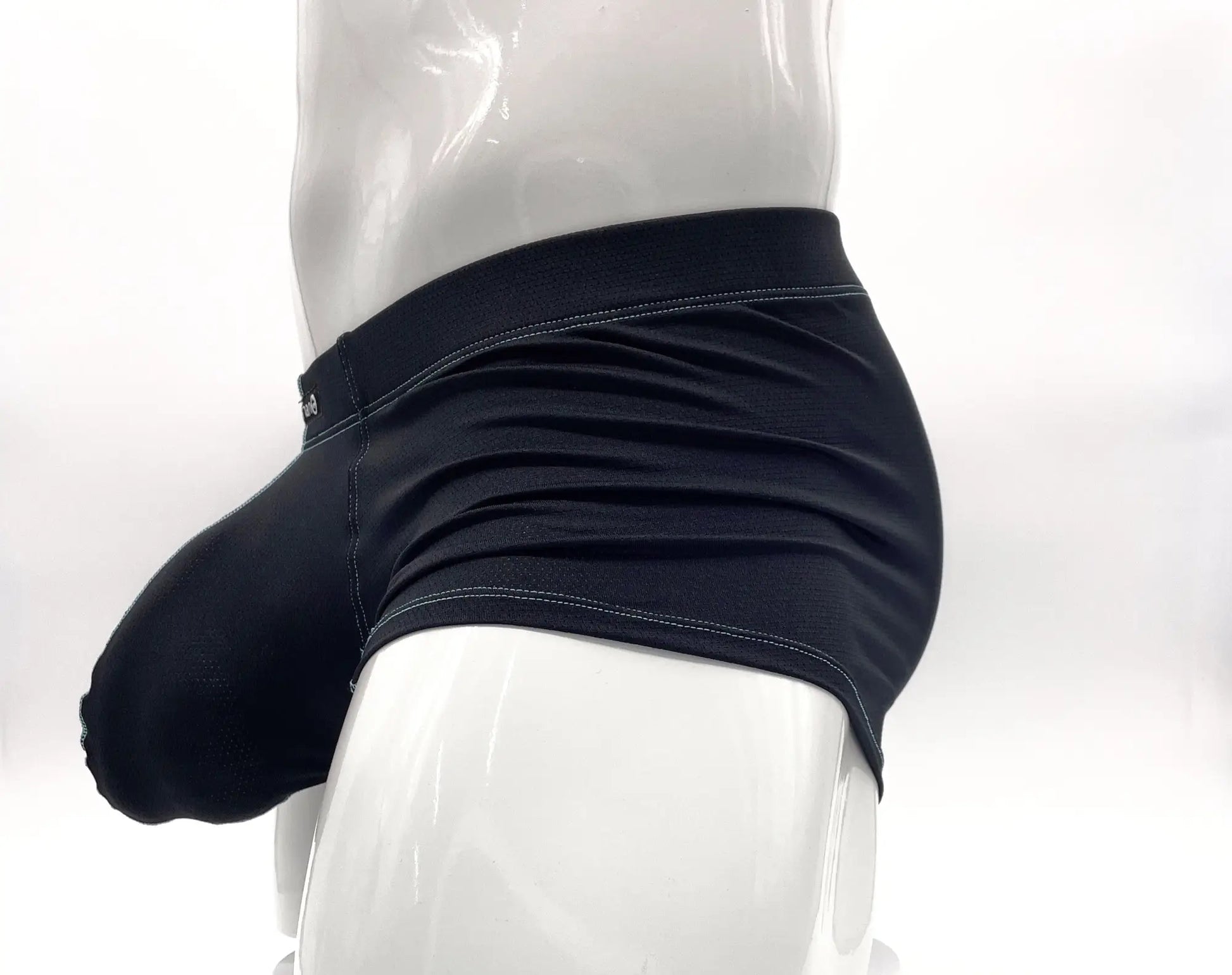 Stitch big boy pouch boxer brief blue in black with supportive contoured design and subtle white stitching along seams
