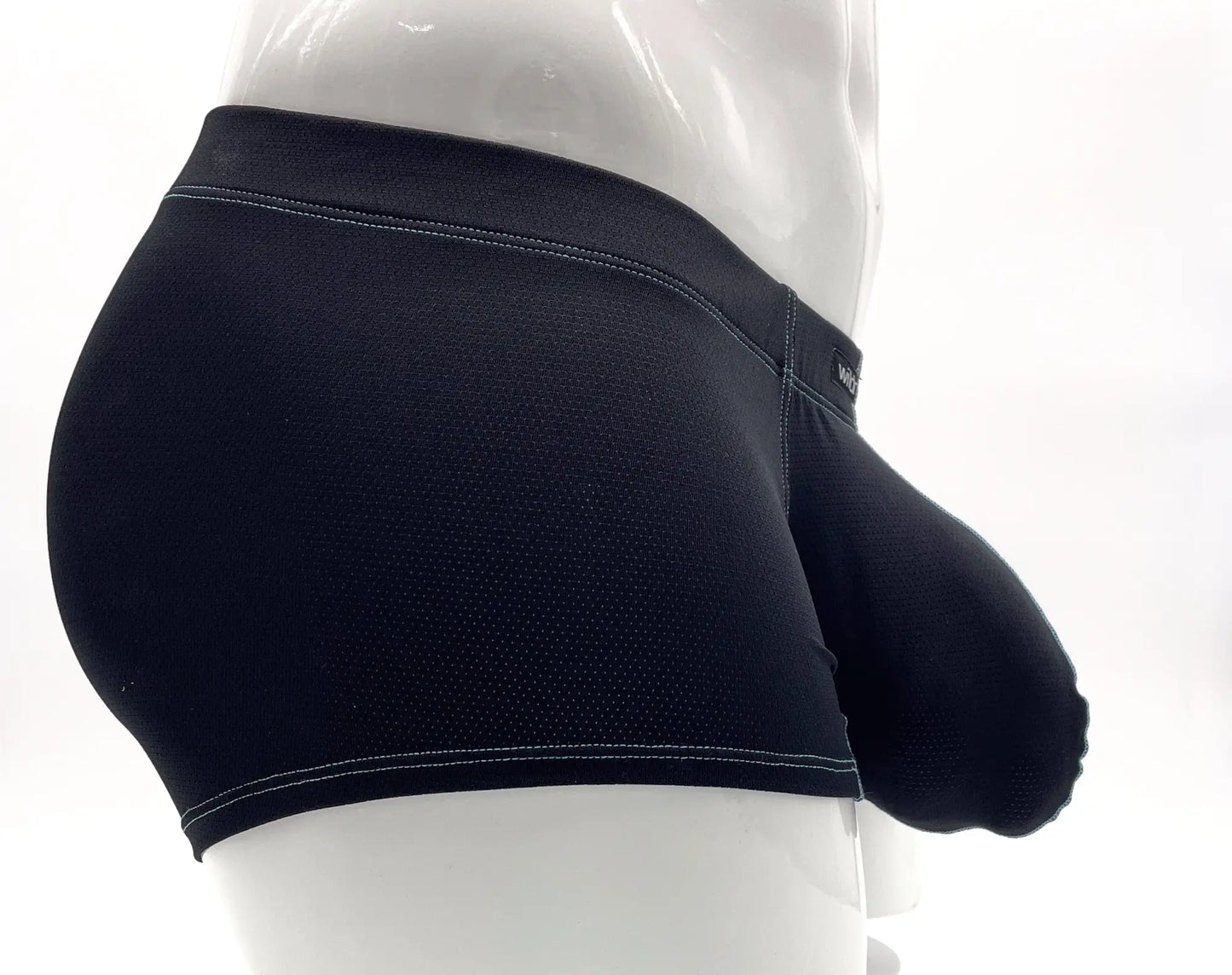 Black men’s briefs stitch big boy pouch boxer brief blue with textured fabric and white stitching on waistband