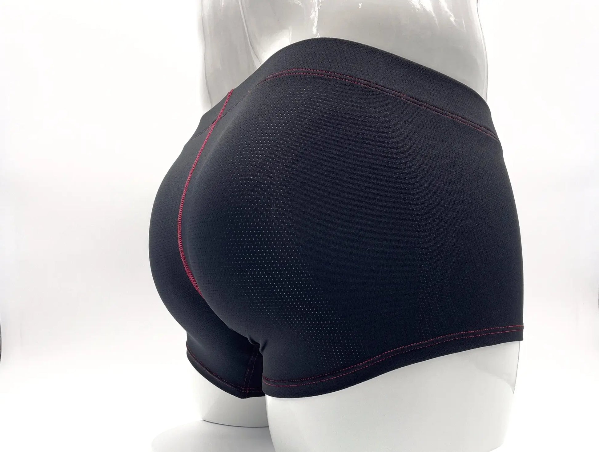 Black stitch big boy pouch boxer brief with red stitching and textured mesh panel for athletic support