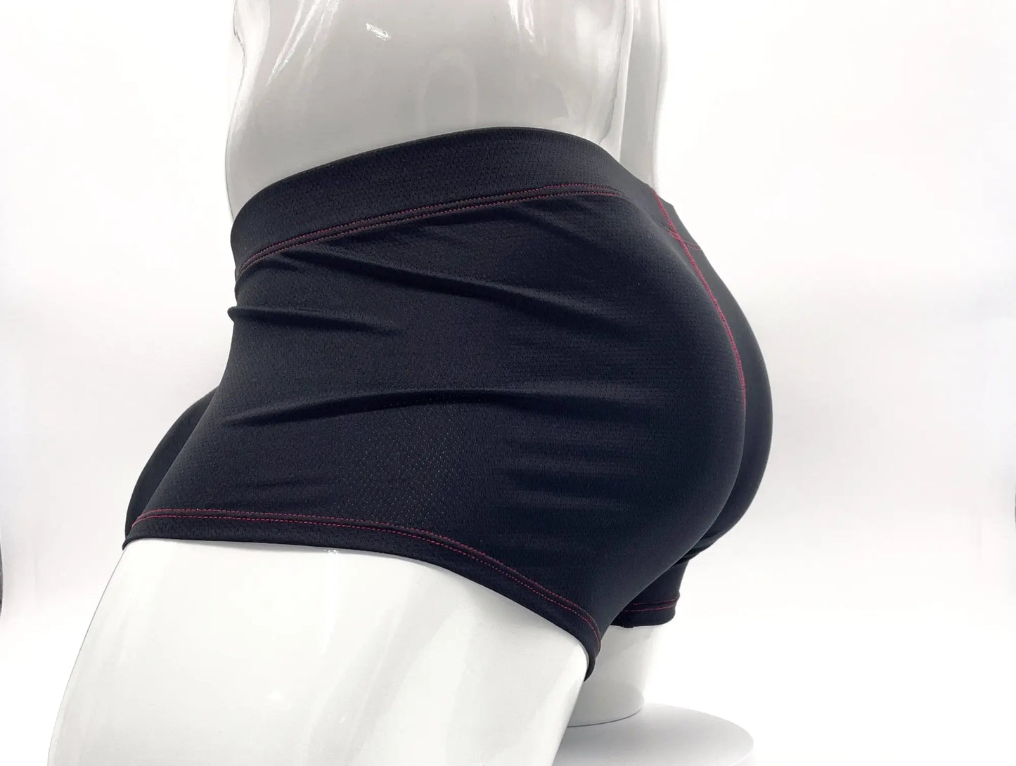 Stitch big boy pouch boxer brief in black with subtle red stitching along the hem and waistband
