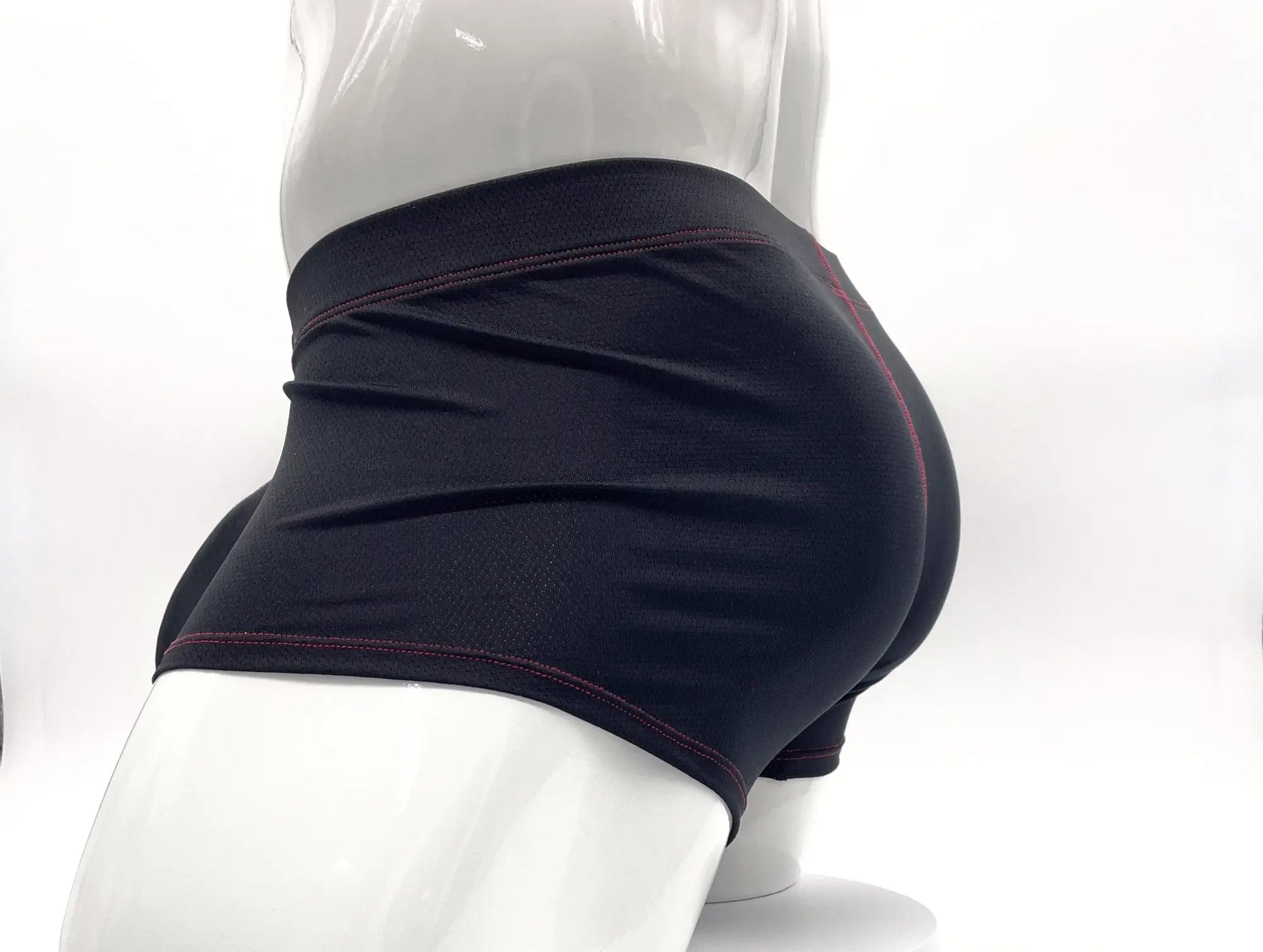 Stitch big boy pouch boxer brief in black with subtle red stitching along the hem and waistband